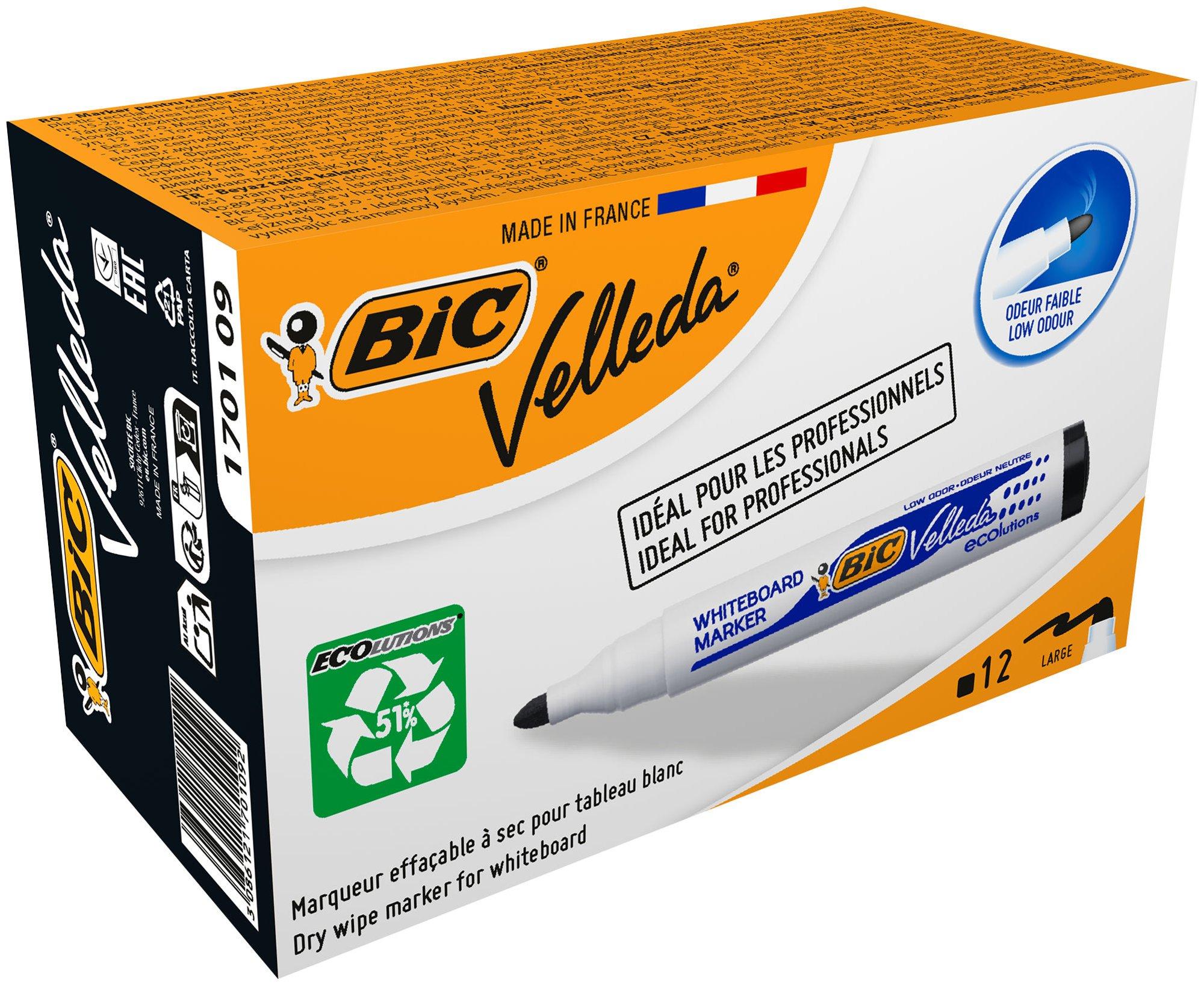 BIC Velleda 1701 Whiteboard Marker Bullet Tip 1.5mm Line Black Pack of 12