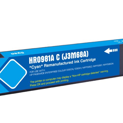 Remanufactured HP G+G 981A Cyan Ink Ctg J3M68A HP 981A
