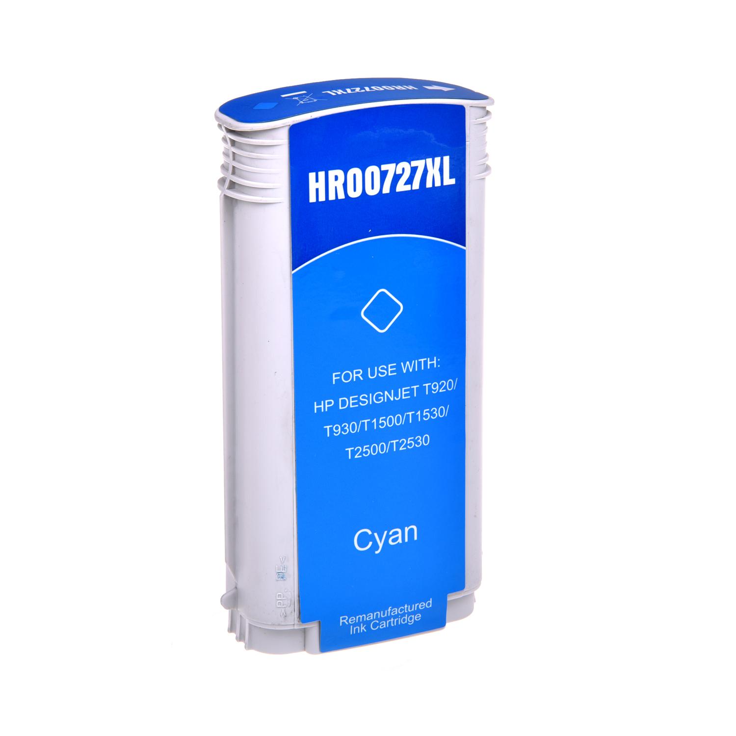 Remanufactured HP G+G 727C Cyan Wide Format Ink Ctg B3P19A