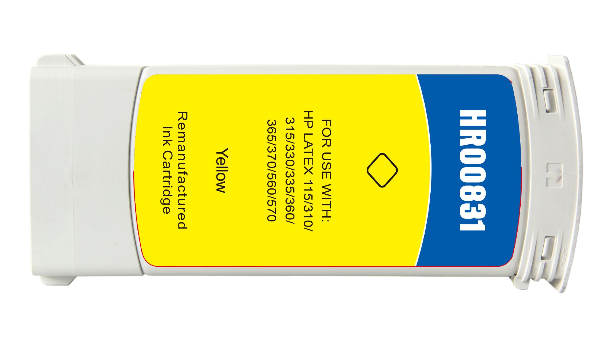Remanufactured HP G+G 831 Yellow Latex Wide Format Ink Ctg CZ697A HP 831