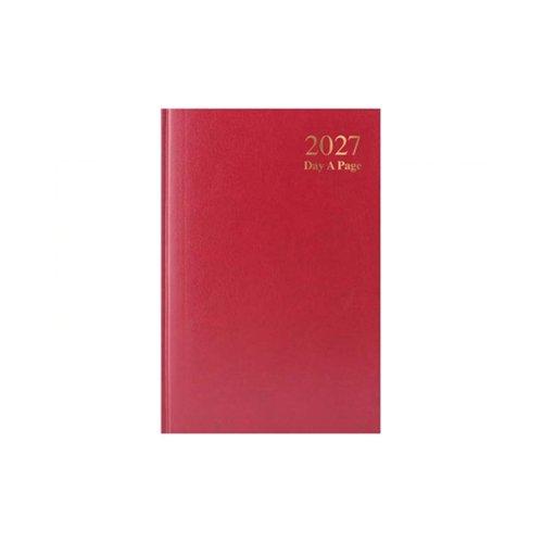 A5 2027 Day a Page Diary - Sat / Sun Split - Red (1)