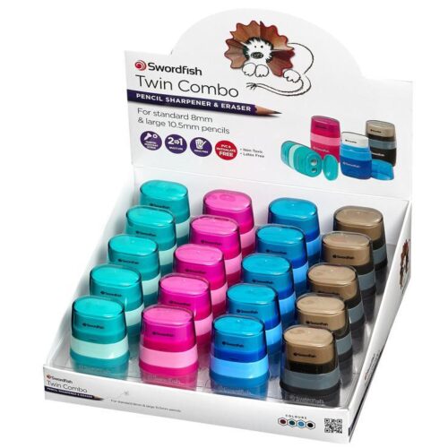 Snopake Twin Combo Sharpener & Eraser CDU- 1 CDU of 20
