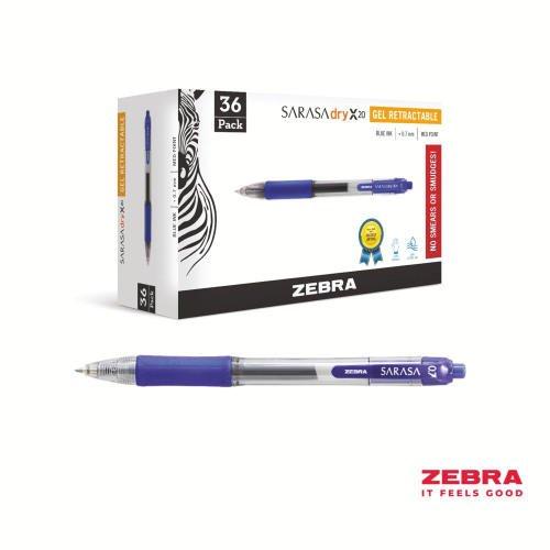 Zebra SARASA Gel Retractable Rollerball 0.7mm Pen Blue Ink Box 12 WHILE STOCKS LAST