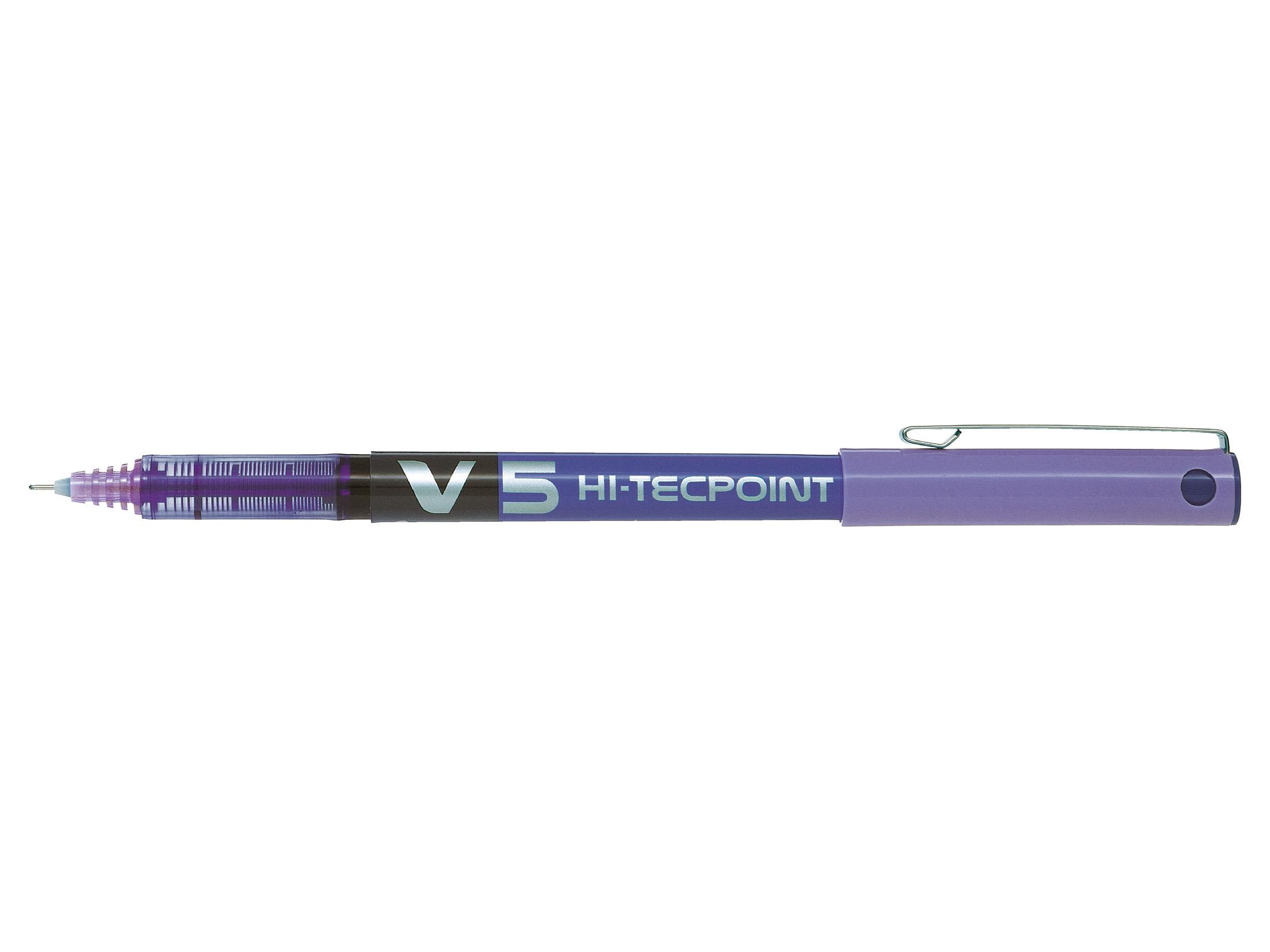 Pilot Hi-Tecpoint V5 Liquid Ink Rollerball Pen Violet- Fine Tip (12)
