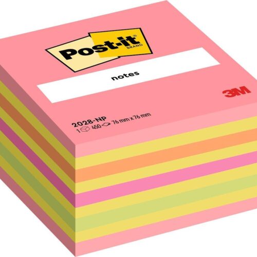 Post-it® Notes Cube Assorted Colours 76 mm x 76 mm 450 Sheets/Pad 1 Pad/Pack 100% PEFC SGSCH-PEFC-COC-110078