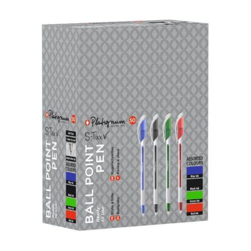 Snopake S-Tixx Multicoloured Ball Point Pen - 1 Box of 50 pens