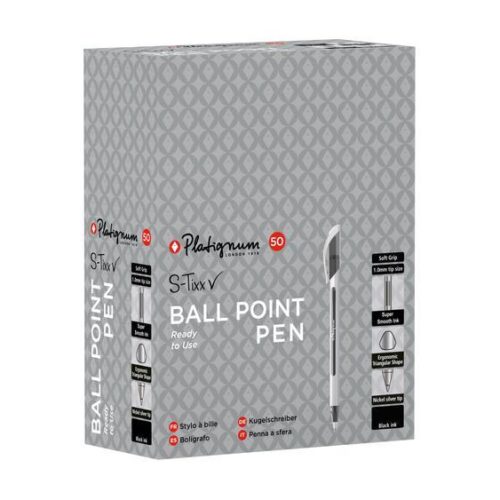 Snopake S-Tixx Black Ball Point Pen - 1 Box of 50 pens