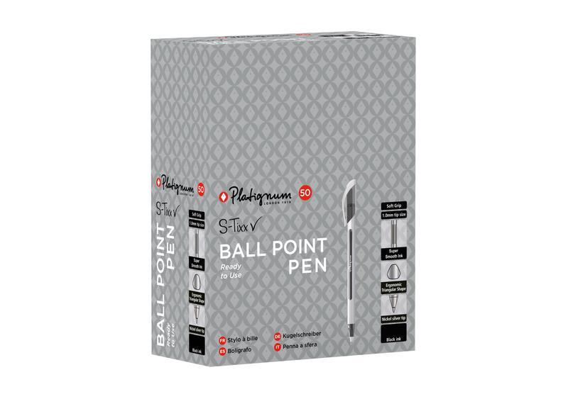 Snopake S-Tixx Black Ball Point Pen - 1 Box of 50 pens