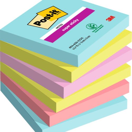 Post-it® Super Sticky Notes Cosmic Colour Collection 76 mm x 76 mm 90 Sheets/Pad 6 Pads/Pack 100% PEFC SGSCH-PEFC-COC-110078