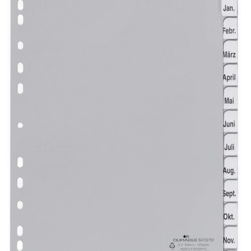 Durable 12 Part Removable Tab Index