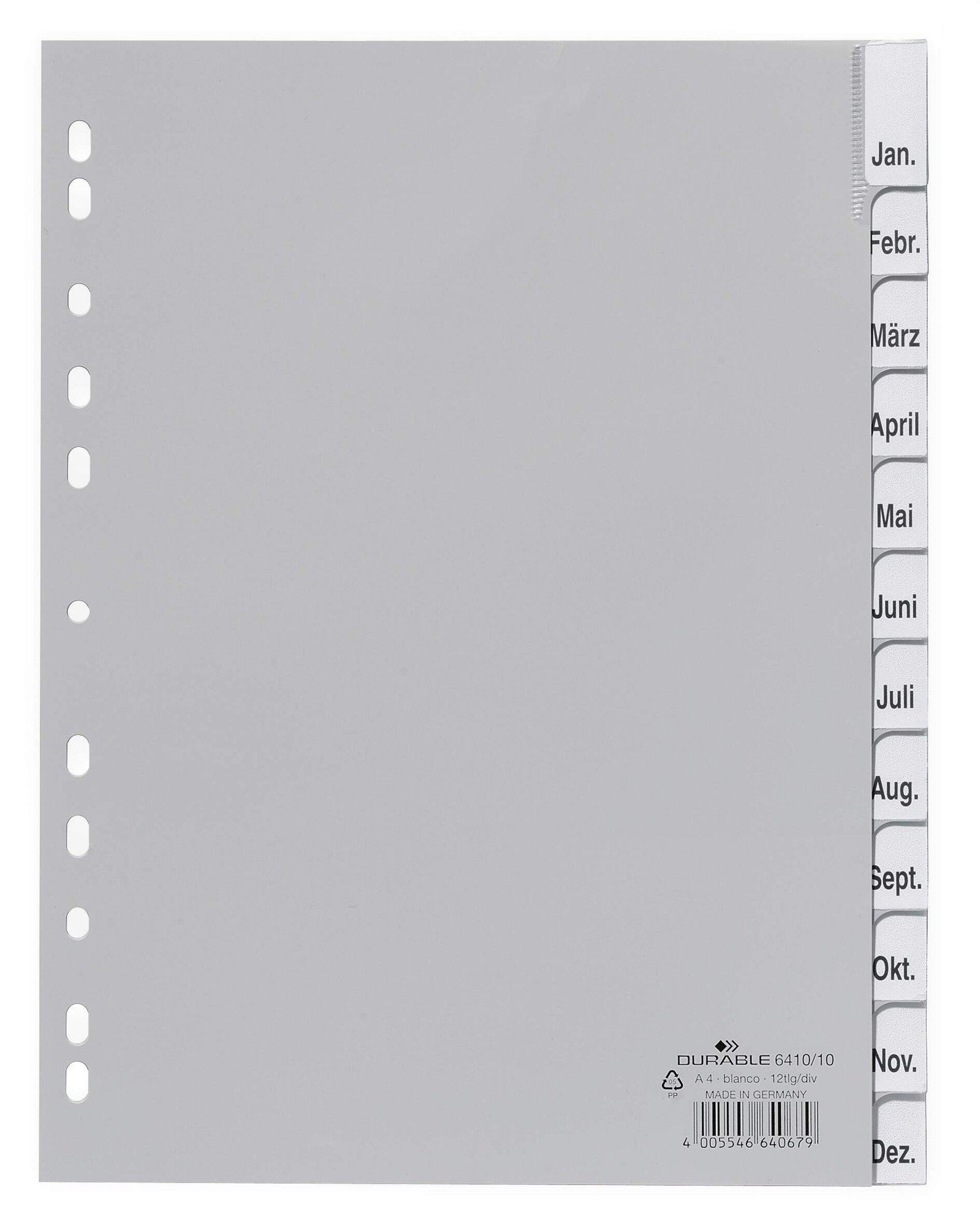 Durable 12 Part Removable Tab Index