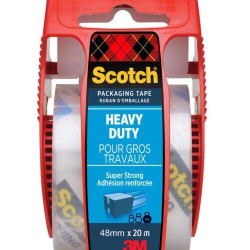 Scotch® Heavy Duty Packaging Tape Transparent 48 mm x 20 m 1 Roll in Hand Dispenser/Pack