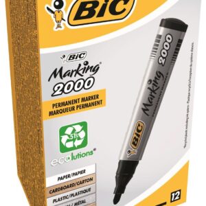 BIC 2000 Permanent Marker Bullet Tip Black Pack of 12