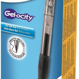 BIC Velocity Black Gel Rollerball Grip Retractable Pack of 12