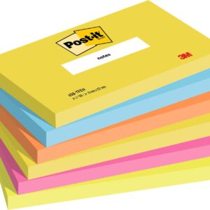 Post-it® Notes Energetic Colour Collection 76 mm x 127 mm 100 Sheets/Pad 6 Pads/Pack 100% PEFC SGSCH-PEFC-COC-110078