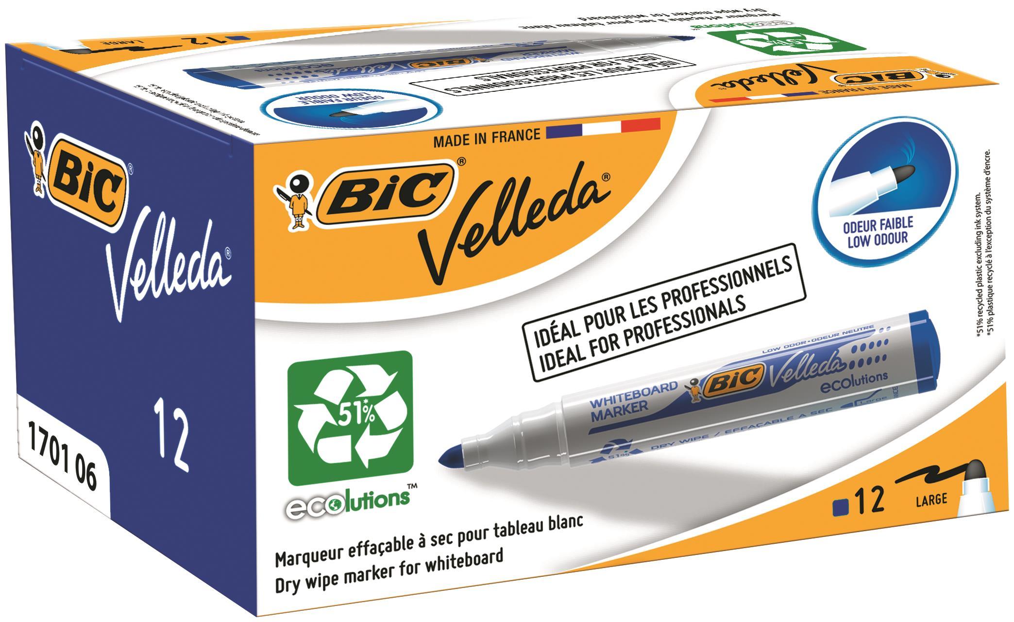 BIC Velleda 1701 Whiteboard Marker Bullet Tip 1.5mm Line Blue Pack of 12