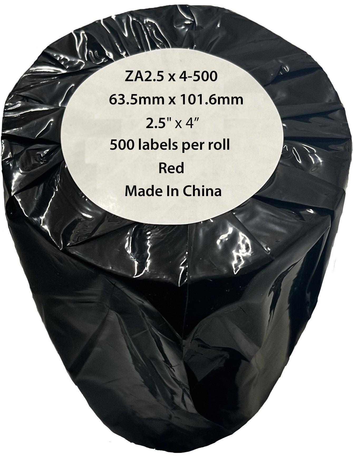 Compatible Zebra Red Shipping Paper Labels Roll 500 pcs (ZA2.5x4-500)