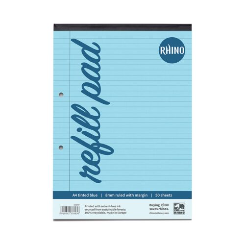 RHINO A4 Special Refill Pad 50 Leaf Blue Tinted Paper F8M (Pack of 6)
