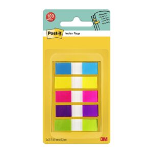 Post-it® Index Flags Small Assorted Neon Colours 11.9 mm x 43.2 mm 100 Flags/Dispenser 1 Dispenser/Pack