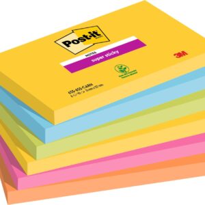 Post-it® Super Sticky Notes Carnival Colour Collection 76 mm x 127 mm 90 Sheets/Pad 6 Pads/Pack 100% PEFC SGSCH-PEFC-COC-110078