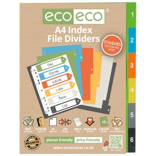 A4 50% Recycled Set 6 Index File Dividers (1)