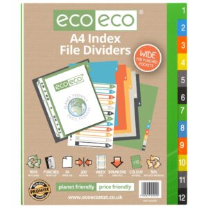 A4 50% Recycled Set 12 Wide Index File Dividers (1)