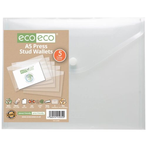 Pack 5 A5 95% Recycled Press Stud Wallets (1)