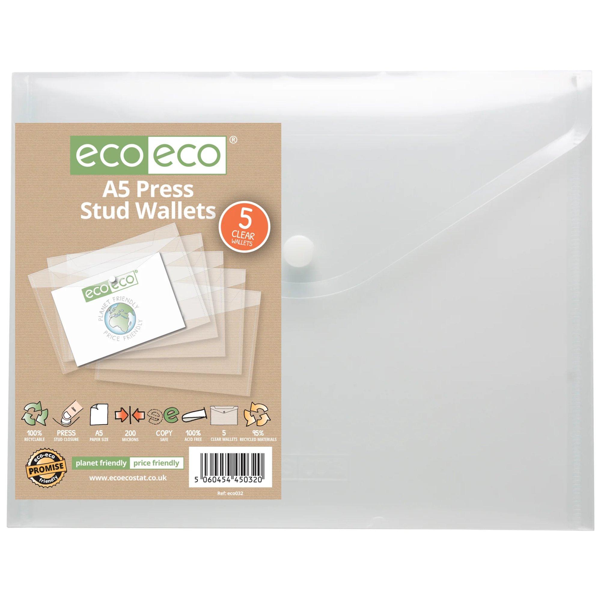 Pack 5 A5 95% Recycled Press Stud Wallets (1)