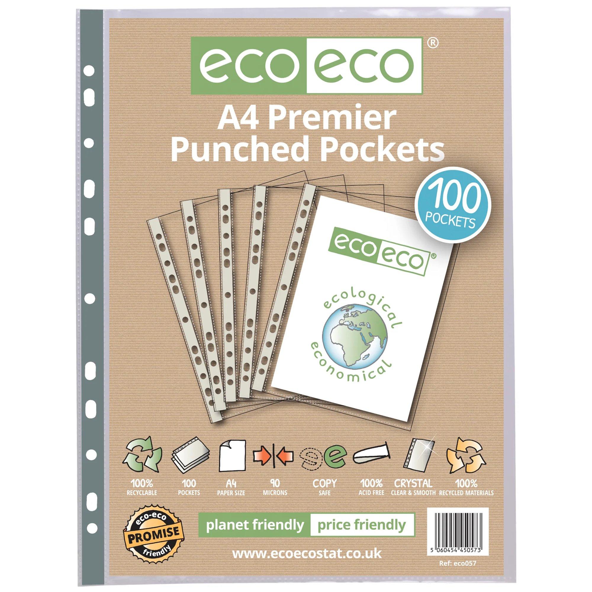 A4 100% Recycled Bag 100 Premier Multi Punched Pockets (1)