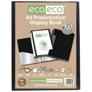 Eco-Eco A4 50% Recycled 100 Pocket Presentation Display Book and Box - Single