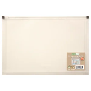 Eco Eco A4+ 50% Recycled Expanding Zip File Clear (1)