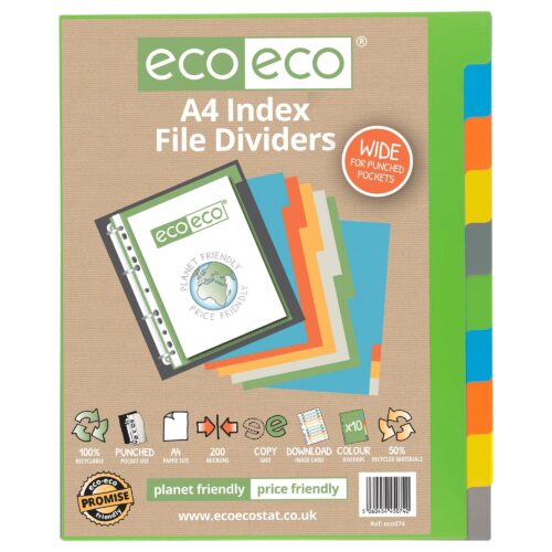 A4 50% Recycled Set 10 Wide Index File Dividers (1)