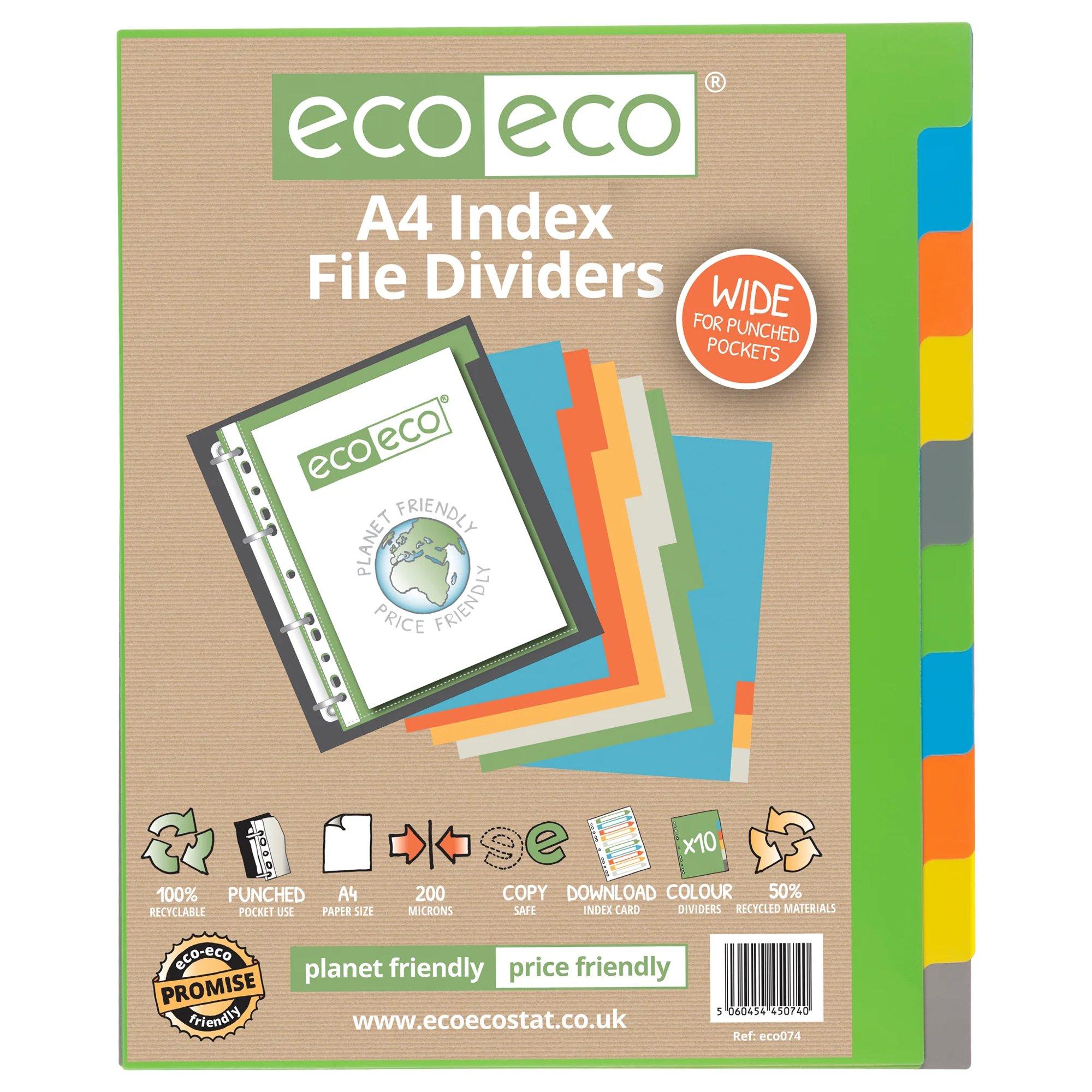 A4 50% Recycled Set 10 Wide Index File Dividers (1)