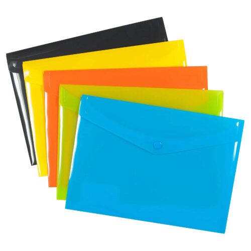 Pack 5 A6 50% Recycled Colour Press Stud Wallets (1)
