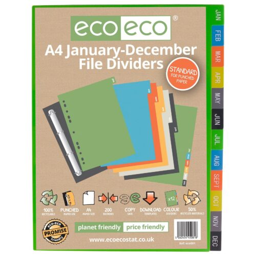 A4 50% Recycled January - December Index File Dividers (1)
