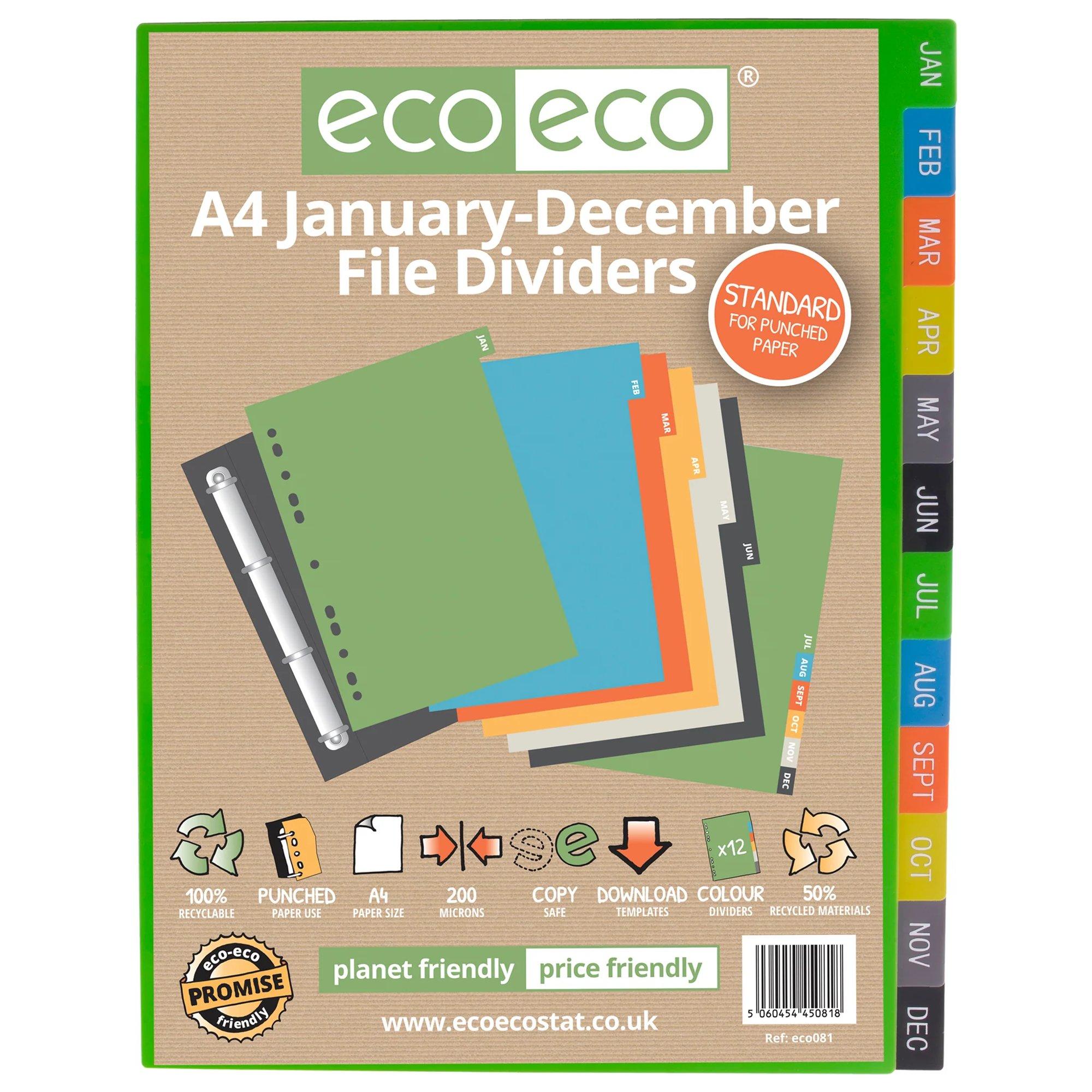 A4 50% Recycled January - December Index File Dividers (1)
