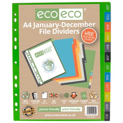 A4 50% Recycled January - December Wide Index File Dividers (1)