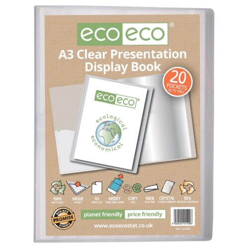 A3 50% Recycled Clear 20 Pocket Presentation Display Book (1)
