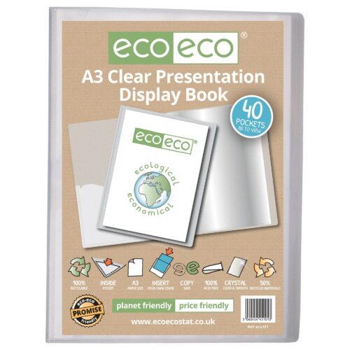 A3 50% Recycled Clear 40 Pocket Presentation Display Book (1)