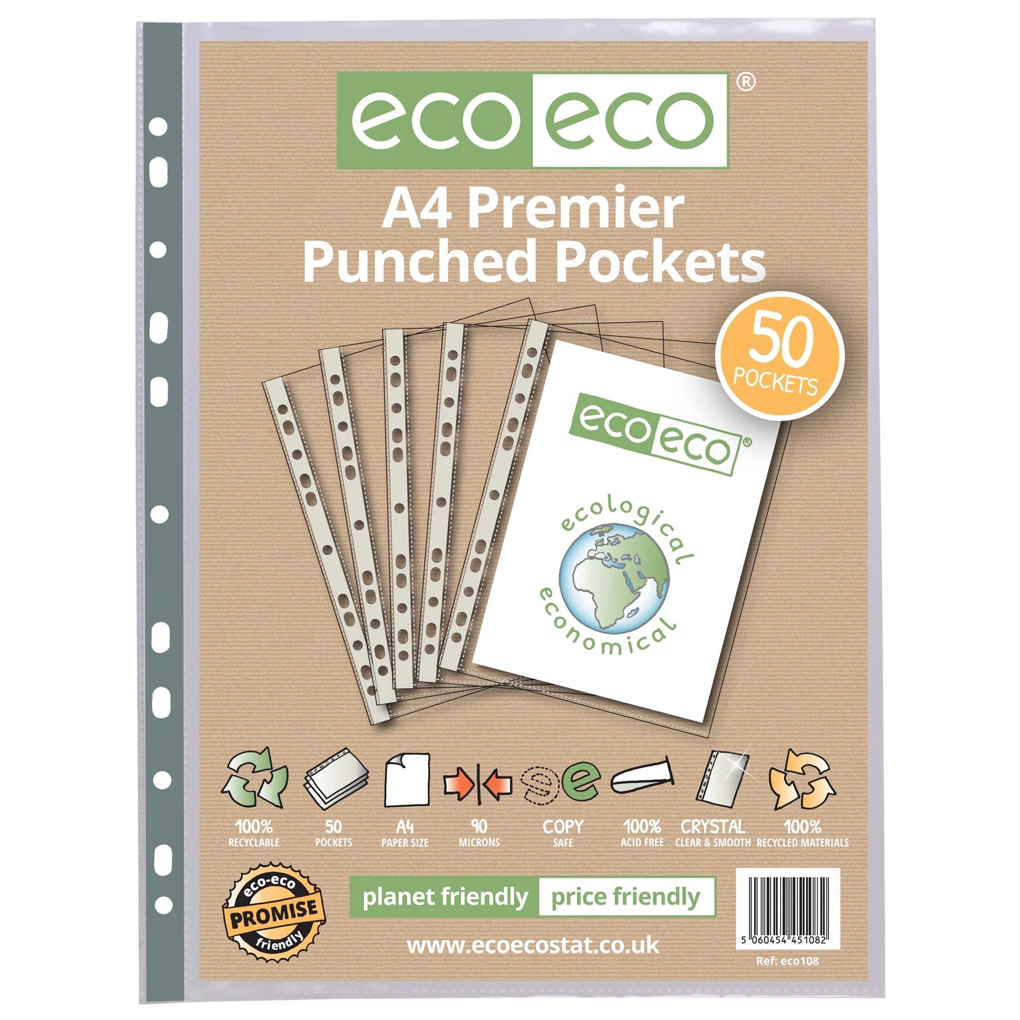 A4 100% Recycled Bag 50 Premier Multi Punched Pockets (1)