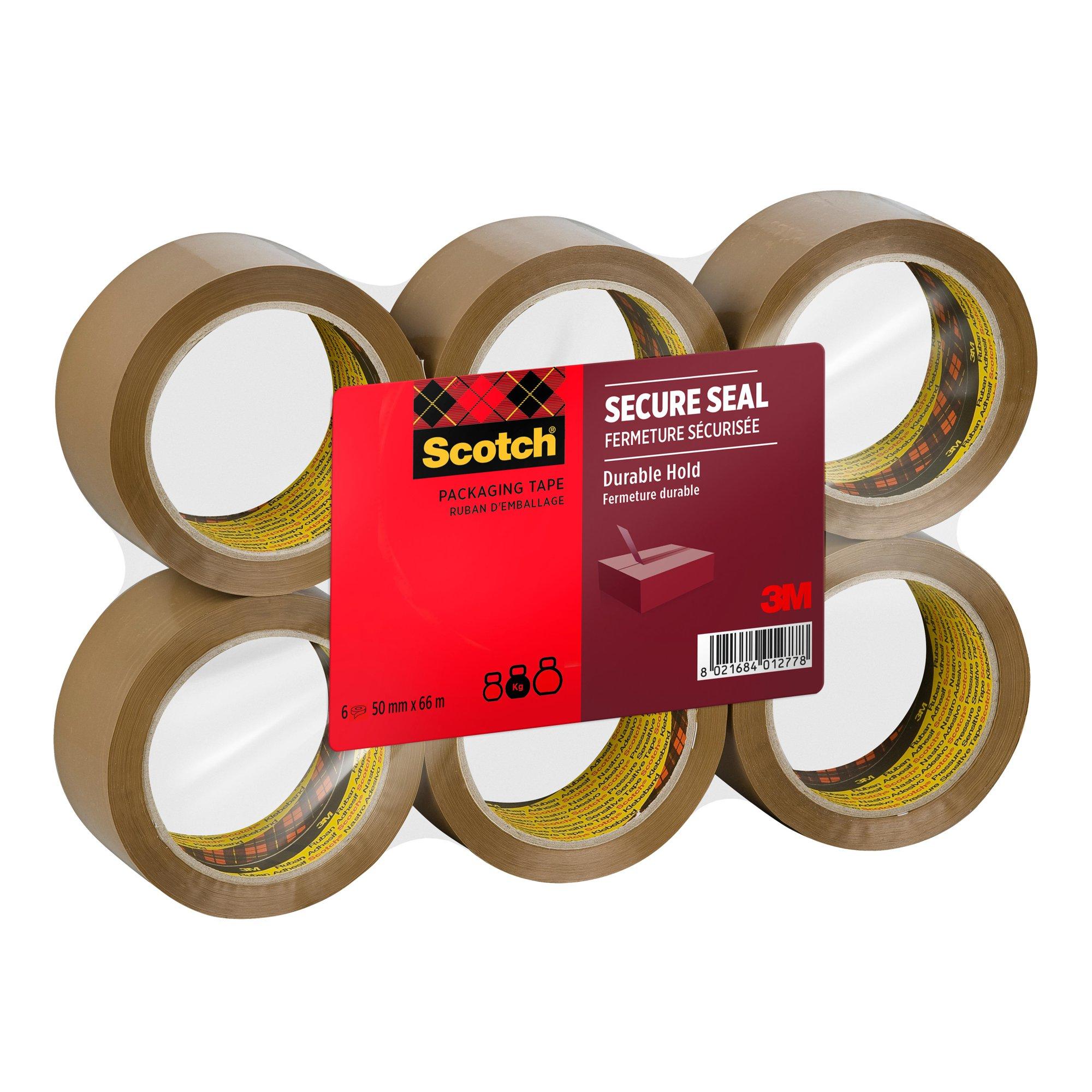 Scotch® Secure Seal Packaging Tape Brown 50 mm x 66 m 6 Rolls/Pack
