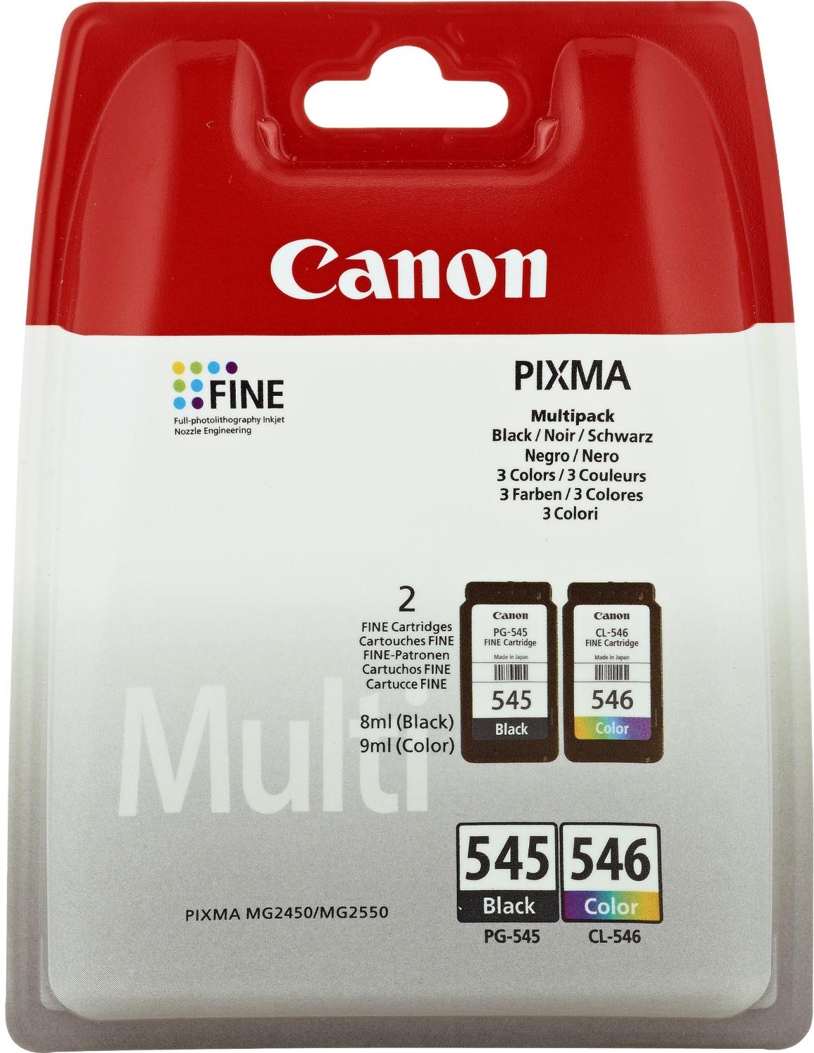 Original Canon PG-545 and CL-546 Black and Tri-Colour Original Ink Cartridge Multipack