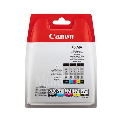 Original Canon PGI-570PGBK and CLI-571BKCMY 5 Colour Original Ink Cartridge Multipack