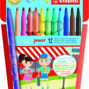 Stabilo Power Felt Tip Pens Assorted Wallet - Pack of 12