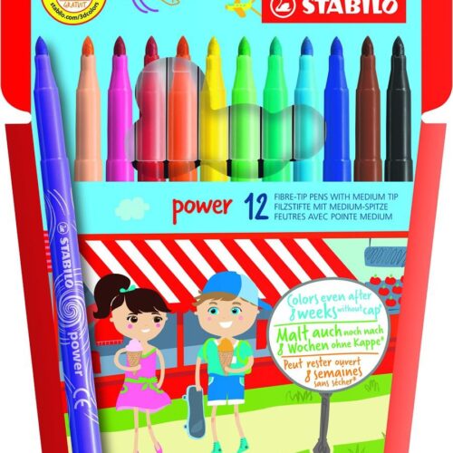Stabilo Power Felt Tip Pens Assorted Wallet - Pack of 12