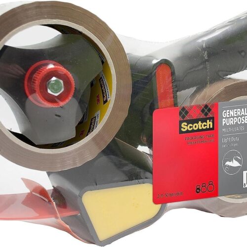 Pistol Grip Dispenser + Scotch® General Purpose Tape Low Noise Brown 50 mm x 66 m 1 Dispenser + 2 Rolls/Pack