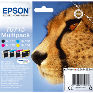 Original Epson T0715 (C13T07154012) Original Ink Cartridge Multipack (Cheetah)