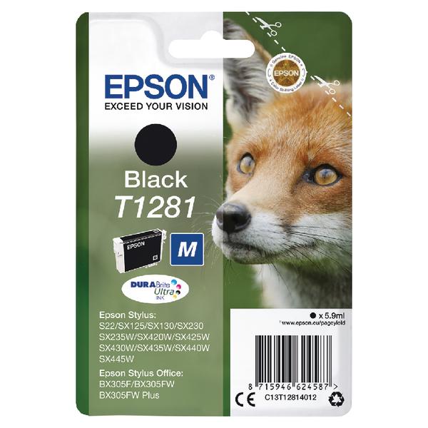 Original Epson C13T12814012 (T1281) Ink Cartridge Black 170 Pages 5.9ml