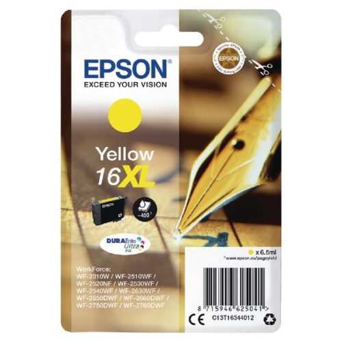 Original Epson Durabrite Ultra Ink 16 XL Series Pen & Crossword Yellow