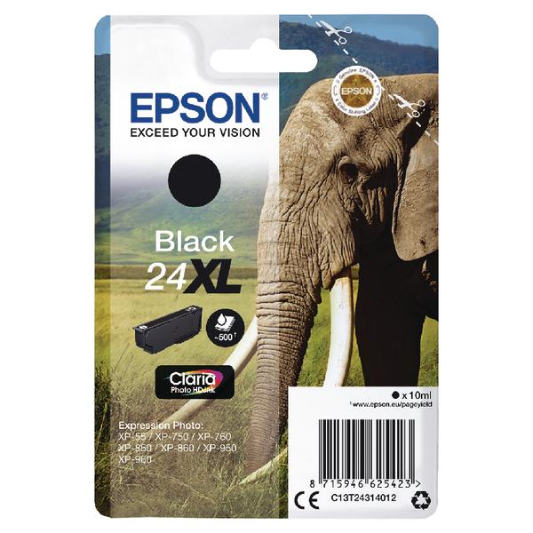 Original Epson C13T24314012 (24XL) Ink Cartridge Black High Capacity 500 Pages 10ml
